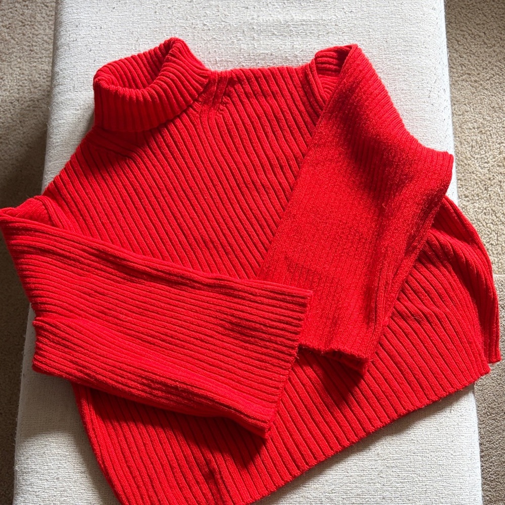 H&M Vibrant Ribbed Turtleneck Sweater